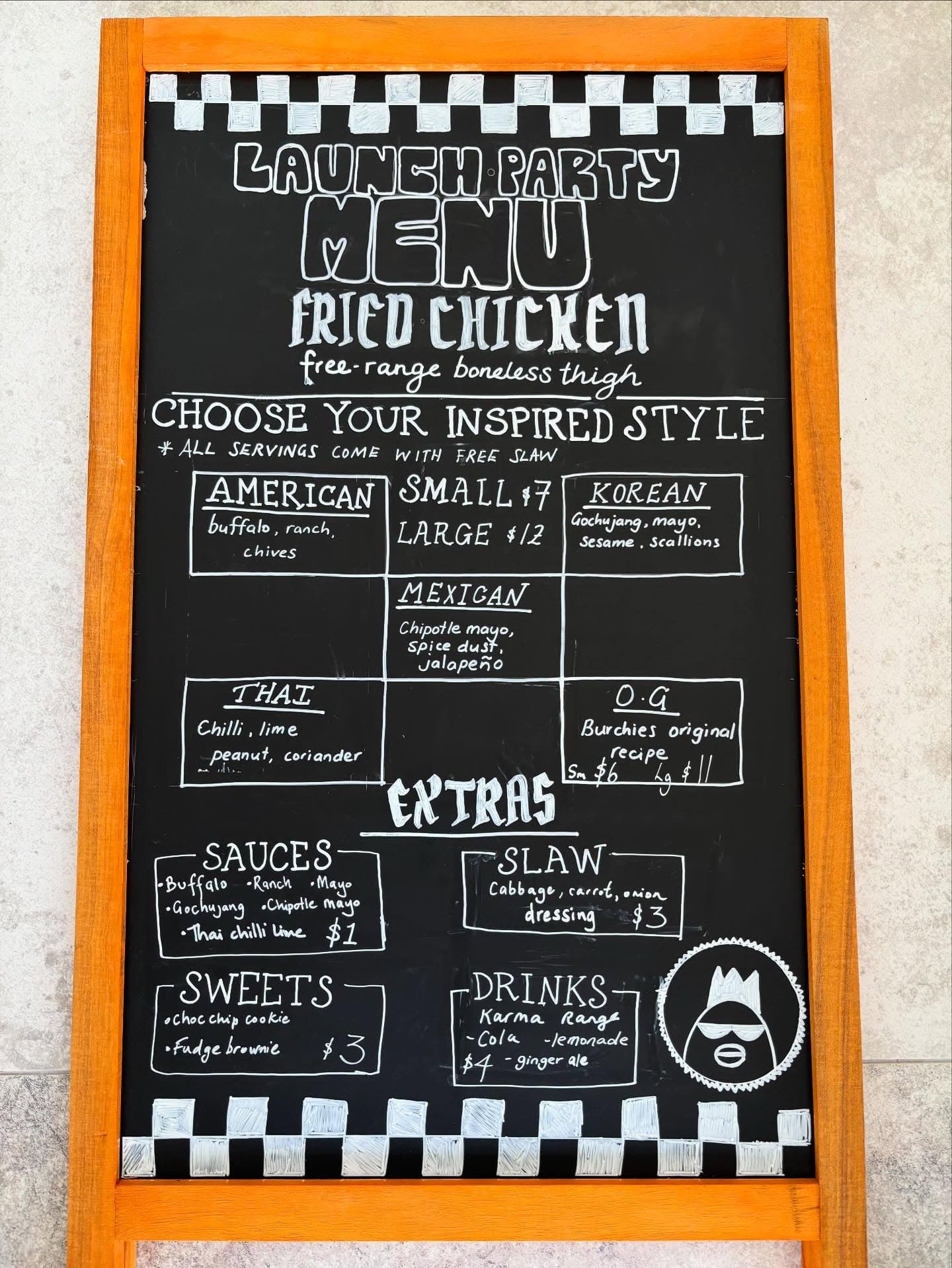 Launch party menu