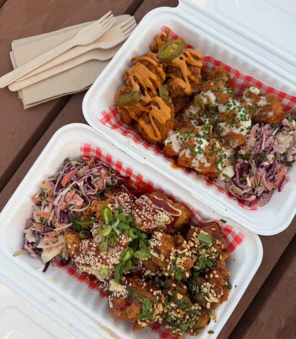 Rainbow slaw served alongside Burchie's chicken